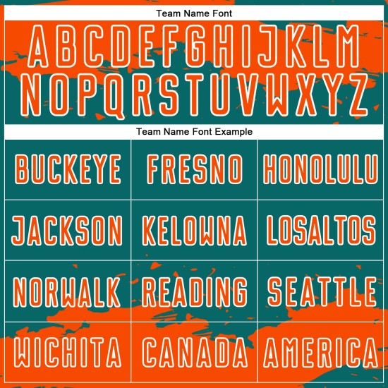 Maglia personalizzata astratta uniforme arancione-bianca sublimazione frammento d'arte verde acqua calcio