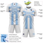 Maglia da calcio personalizzata con stampa sublimatica blu polvere e linee bianche