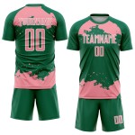 Maglia verde personalizzata Kelly, frammento artistico, stampa astratta rosa-bianca, sublimazione, calcio medio
