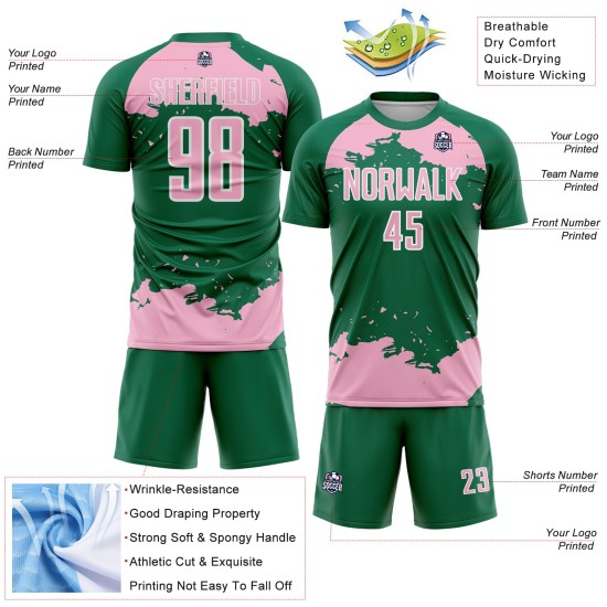 Frammento uniforme sublimazione maglia verde rosa-bianca arte astratta personalizzata calcio Kelly Light