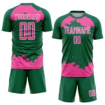 Maglia da calcio Kelly uniforme con stampa astratta, stampata a sublimazione, colore rosa-bianco, frammento verde personalizzato