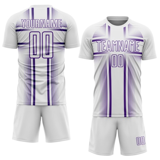 Maglia da calcio viola uniforme con linee sublimatiche bianche personalizzate