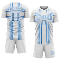 Maglia da calcio personalizzata con stampa sublimatica blu polvere e linee bianche