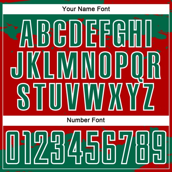 Frammento di arte personalizzata da calcio verde-bianco, maglia uniforme rossa, astratto, sublimazione Kelly