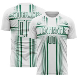 Maglia da calcio verde uniforme bianca con linee sublimatiche Kelly Custom