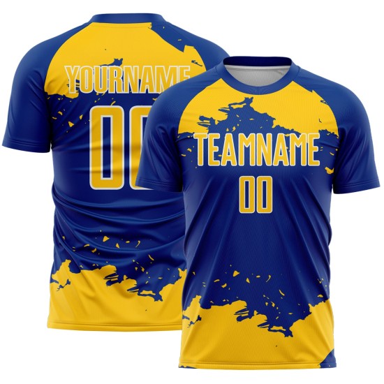 Maglia da calcio personalizzata con frammento di uniforme artistica astratta, stampata a sublimazione, colore giallo-bianco
