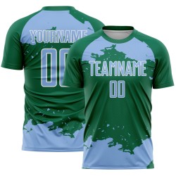 Maglia da calcio con stampa a sublimazione Kelly Fragment azzurro-bianco astratto arte personalizzata verde