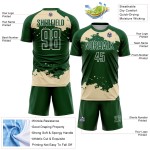 Maglia da calcio personalizzata con frammento astratto, uniforme, arte verde crema-bianco